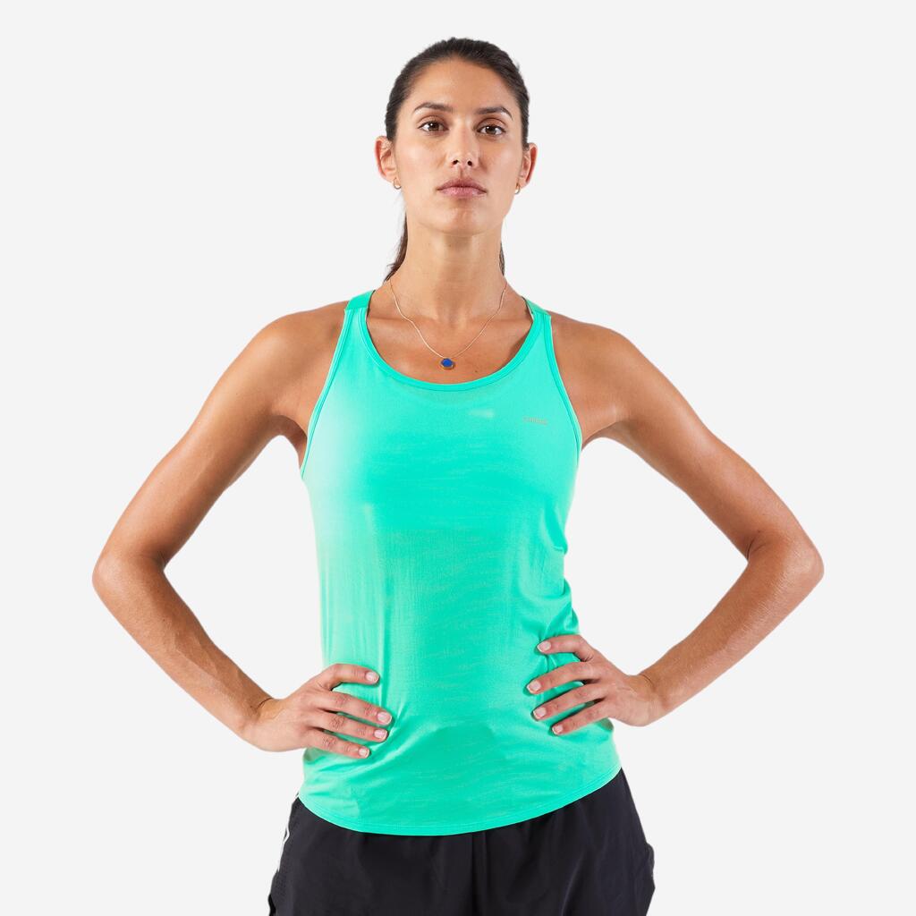 Women's KIPRUN 500 Comfort seamless running tank top - green