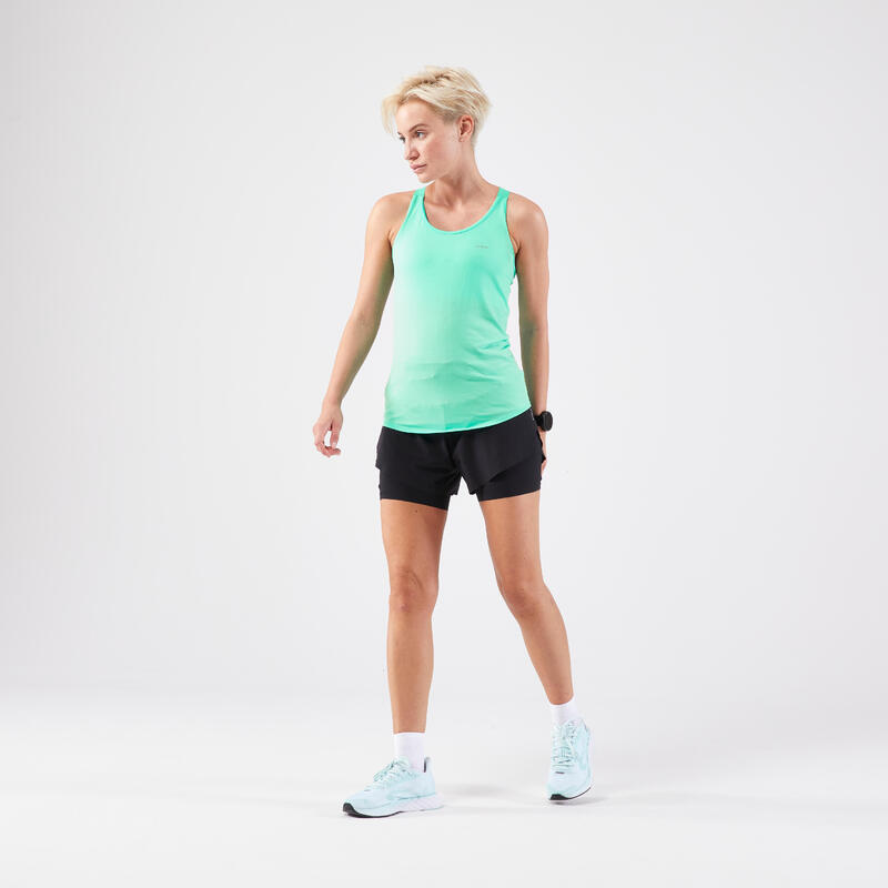 Débardeur running avec brassière intégrée Femme - KIPRUN Run 500 Confort vert