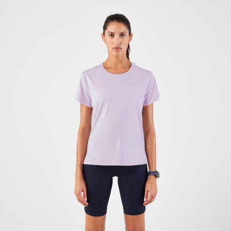 Majica kratkih rukava za trčanje Kiprun Run Dry 500 ženska svijetloljubičasta
