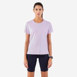 T-shirt de Corrida Respirável Mulher KIPRUN Run 500 Dry Malva