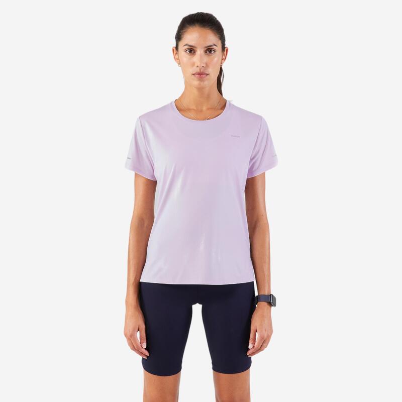 Ademend hardloop T-shirt voor dames Run 500 Dry zachtpaars