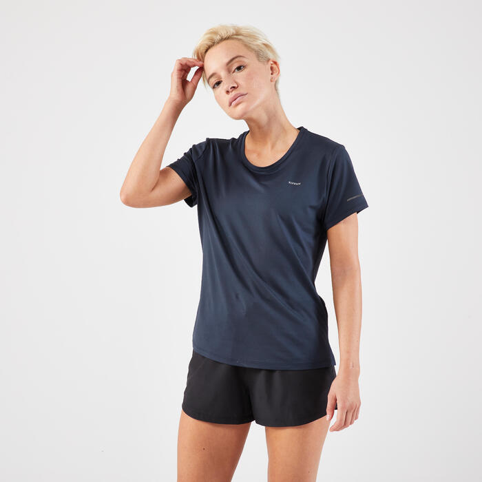 Women's breathable short-sleeved running T-shirt Dry - black - Decathlon