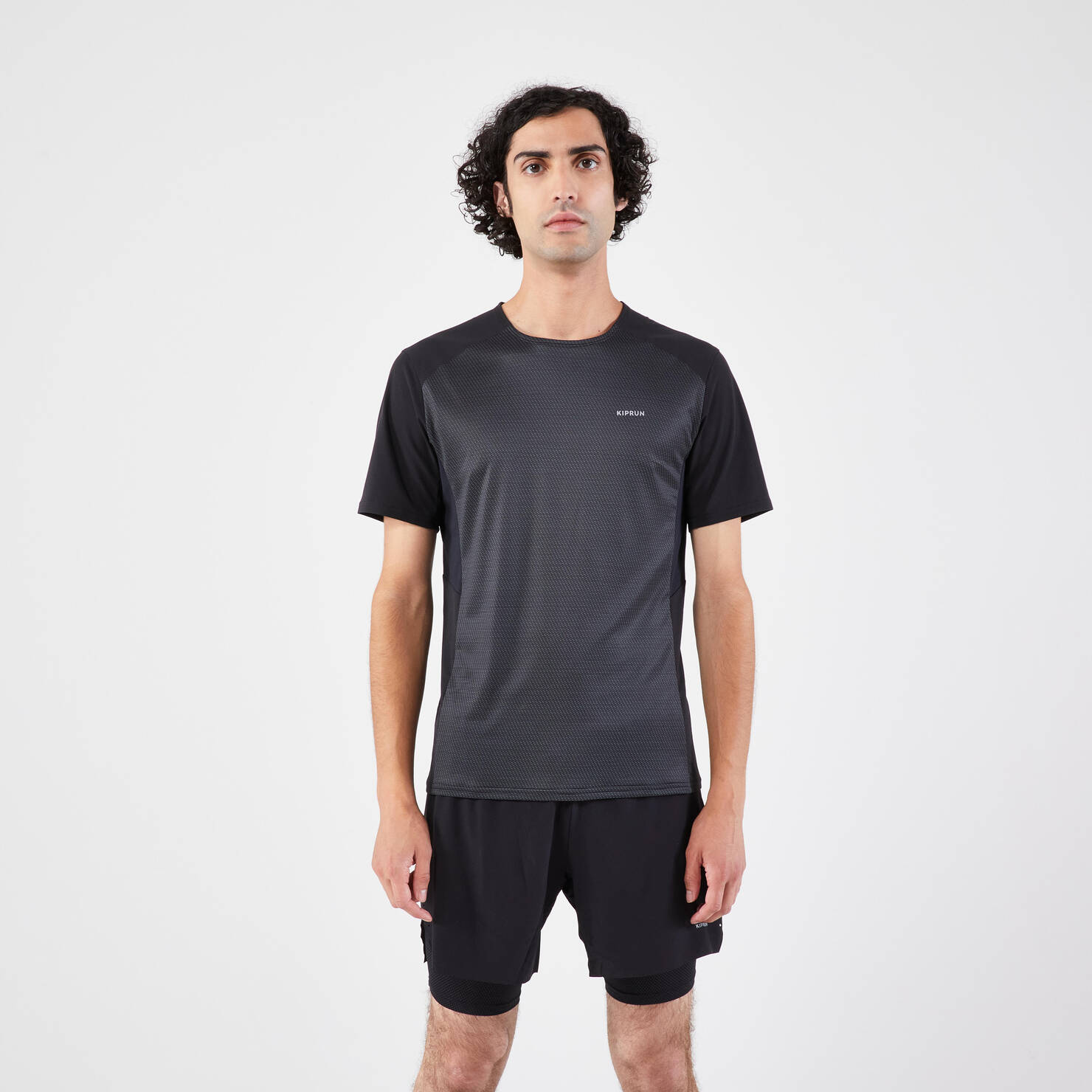 Men's Running Breathable T-Shirt Run900- Smoked Black