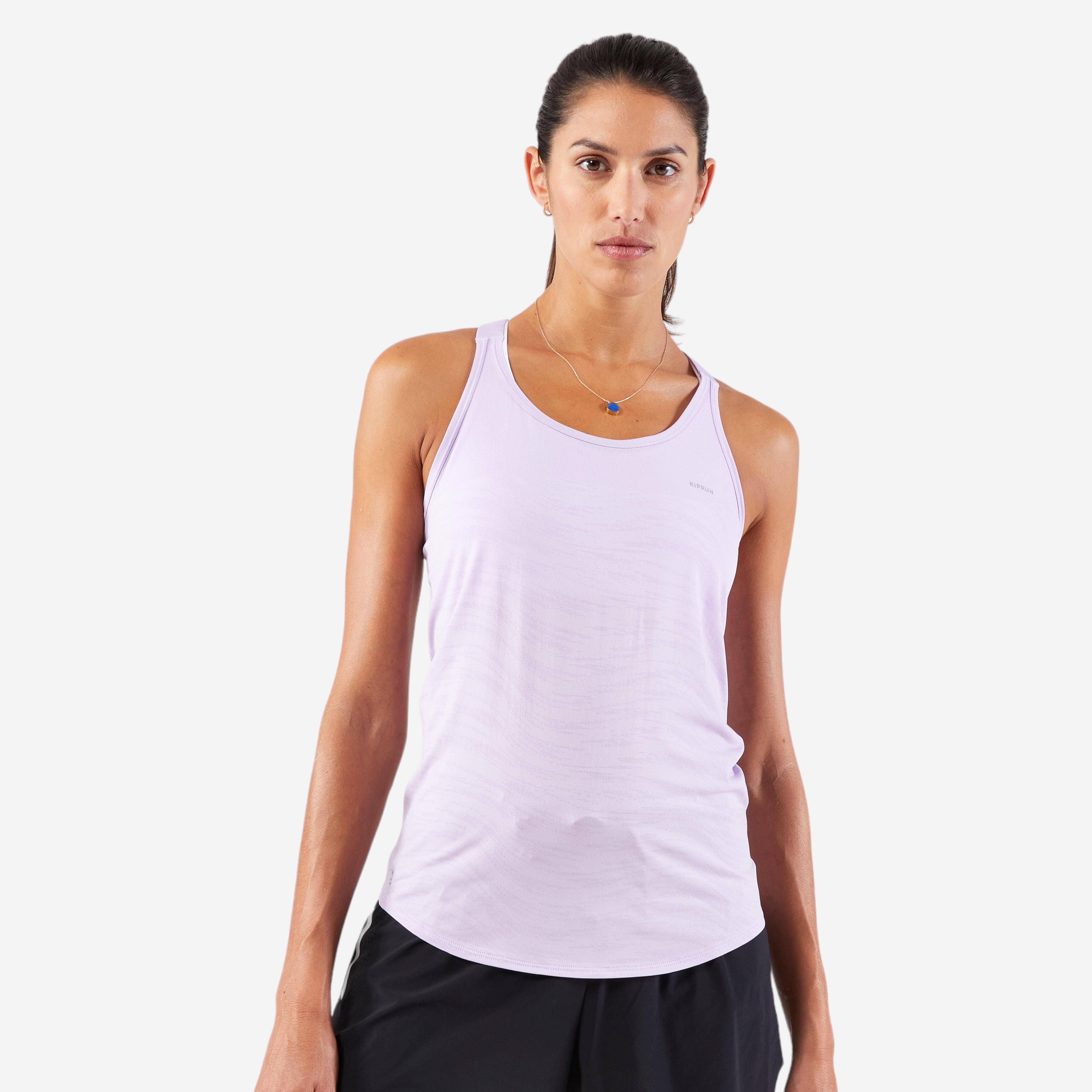 Women's seamless running tank top - KIPRUN Run 500 Confort mauve