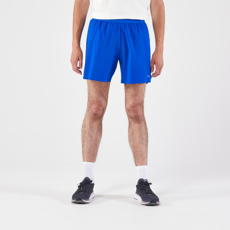 Pantaloncini running uomo RUN 500 COMFORT azzurri