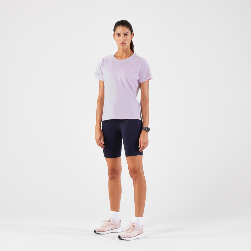 T-Shirt Respirável de Corrida e Trail Running Mulher Run 500 Dry Violeta