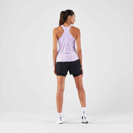 גופיית ריצה ללא תפרים KIPRUN Run 500 Comfort לנשים - סגול חום