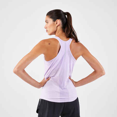 Camiseta sin mangas Running sin costuras mujer - KIPRUN Run 500 Confort malva 