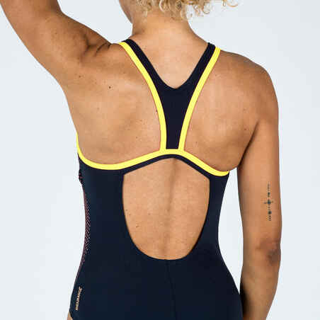 Women's swimming 1-piece swimsuit SPEEDO FLYBACK DIGI black yellow