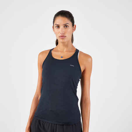 Women's KIPRUN Run 500 Comfort Seamless Running Tank Top - black / dark grey