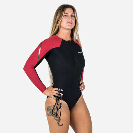 Maillot de Bain de Natation une pièce femme Kamy Long noir rubi