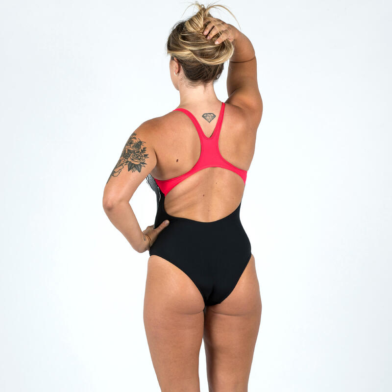 Costum întreg înot ARENA SWIMPRO SOFT Negru-Roșu Damă