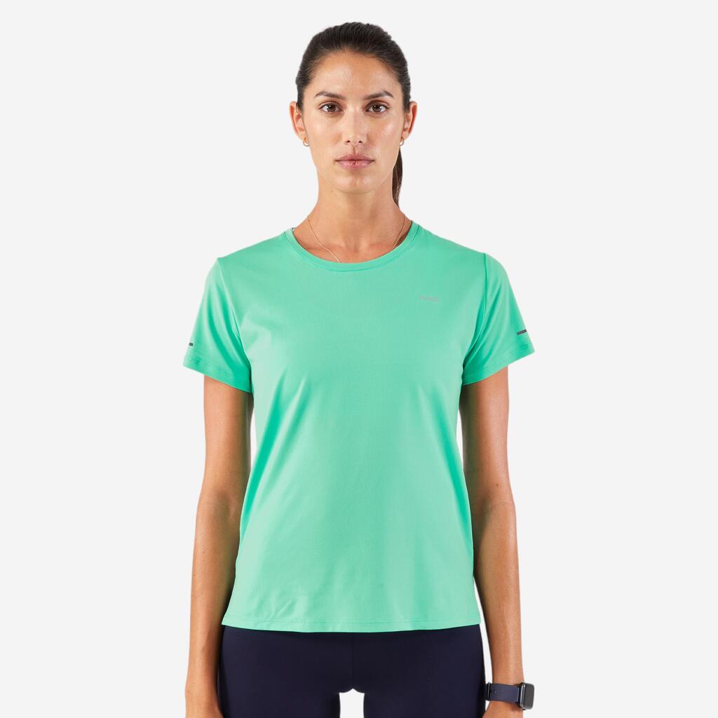 Playera de running transpirable azul oscuro para mujer Kiprun Run 500 Dry