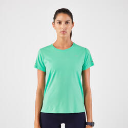 Camiseta running transpirable Mujer - KIPRUN Run 500 Dry verde