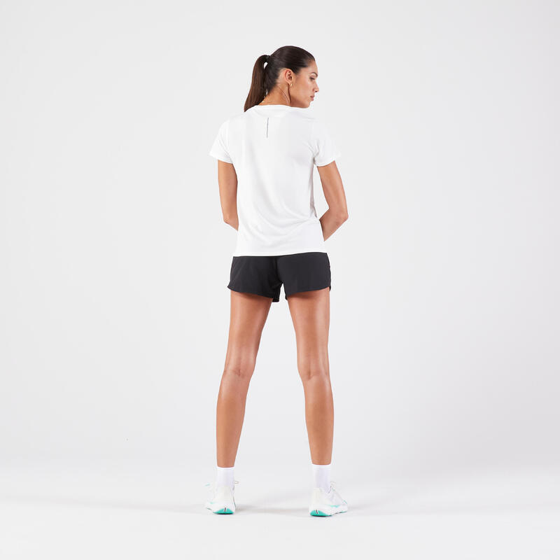 女款透氣跑步 T 恤 Kiprun Run－白色