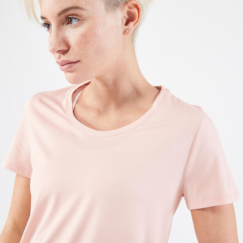 女款透氣跑步 T 恤 Kiprun Run－粉色