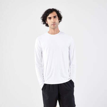 Men's Running Long-Sleeved T-Shirt Anti-UV - Kiprun Dry 500 UV White