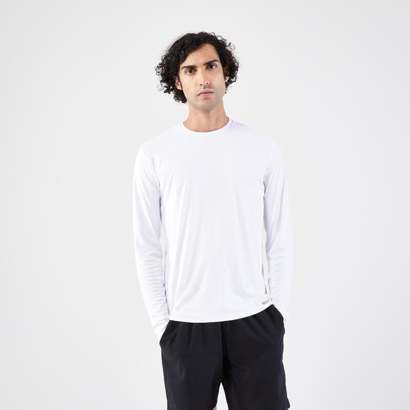 T-shirt manches longues de running anti-UV Homme - KIPRUN Dry 500 UV Blanc