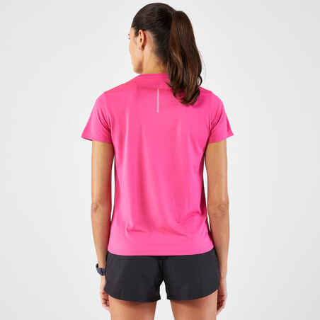 Camiseta de Running transpirable mujer - Kiprun Run 100 azul fucsia 