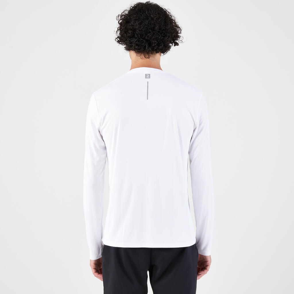 Pánske bežecké tričko Dry 500 s dlhým rukávom a UV ochranou biele
