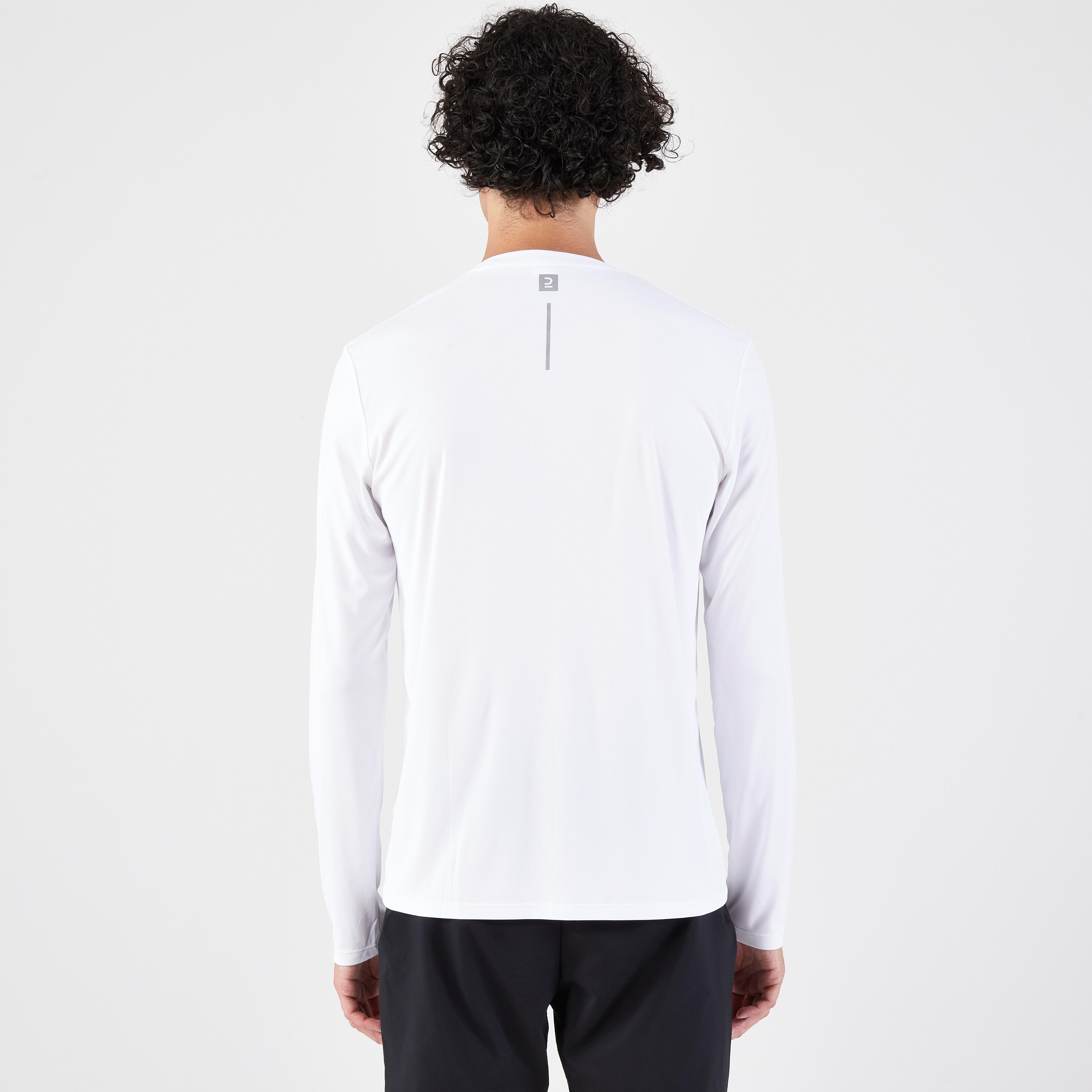 Men's long-sleeved anti-uv running T-shirt - kiprun dry 500 uv white