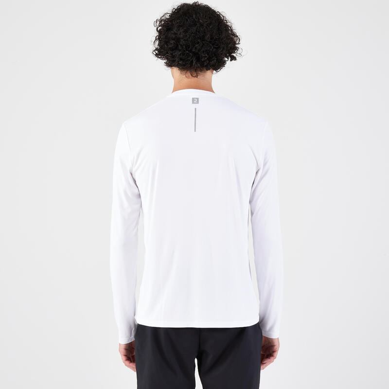 Uv-werend hardloopshirt met lange mouwen voor heren Dry 500 UV wit