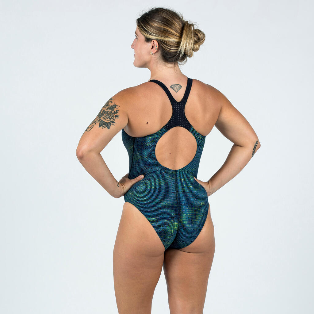 Jednodijelni kupaći kostim Kamyli 500 Flu plavi