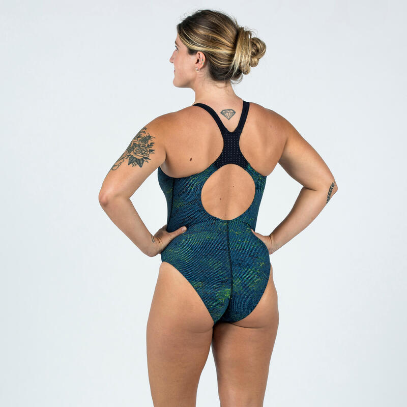 Bañador Mujer natación Kamyleon 500 Flu Azul