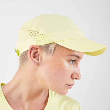 Vyriška arba moteriška reguliuojama bėgimo kepuraitė, geltona