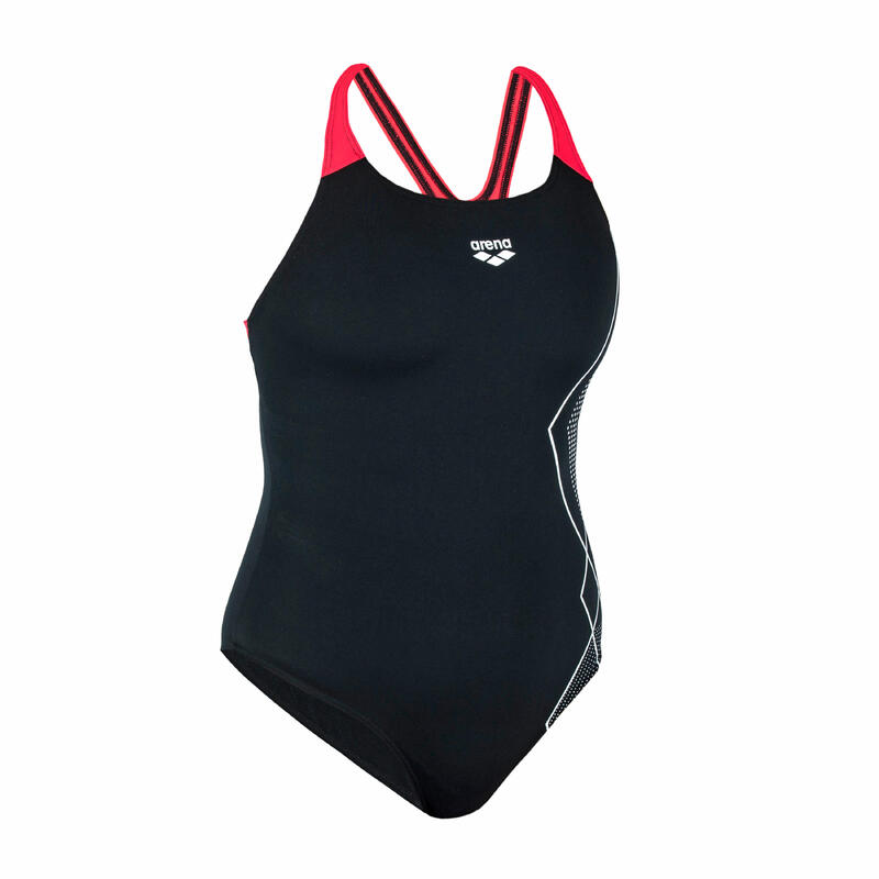 Bañador Mujer Natación Arena Swimpro Soft Negro Rojo