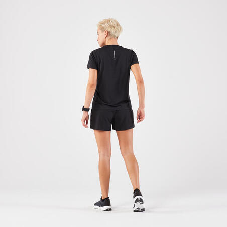 Majica kratkih rukava za trčanje Kiprun Run 100 ženska - crna