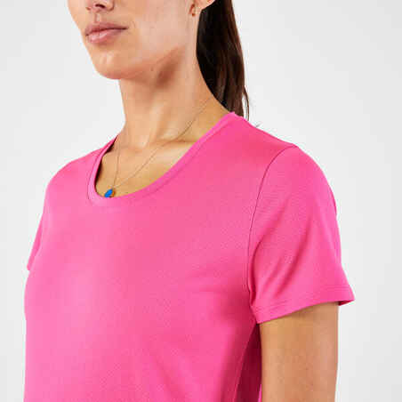 Camiseta de Running transpirable mujer - Kiprun Run 100 azul fucsia 
