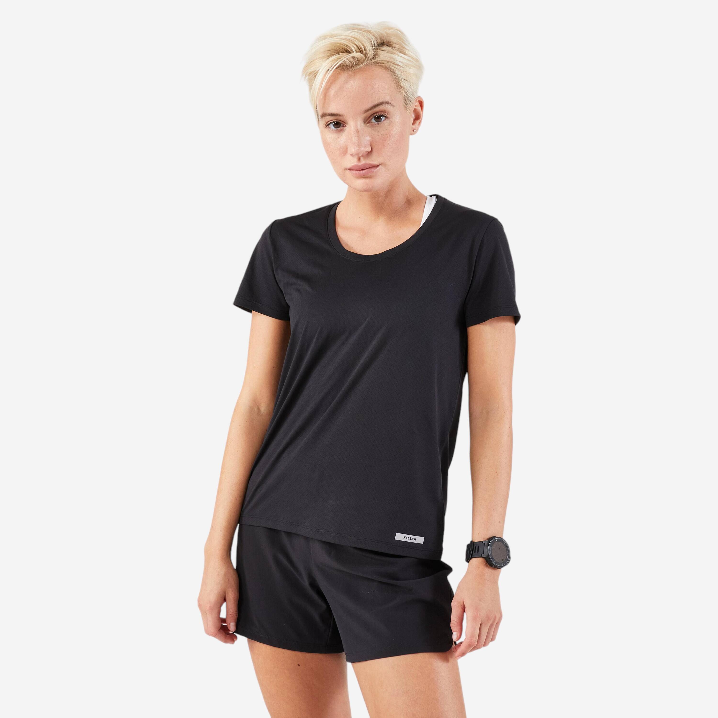 Women's Kiprun Run 100 running T-shirt - black -  1