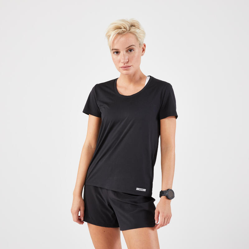 Ademend hardloopshirt voor dames Run 100 zwart