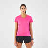 Sieviešu gaisu caurlaidīgs skriešanas T krekls “Kiprun Run 100”, rozā fuksija