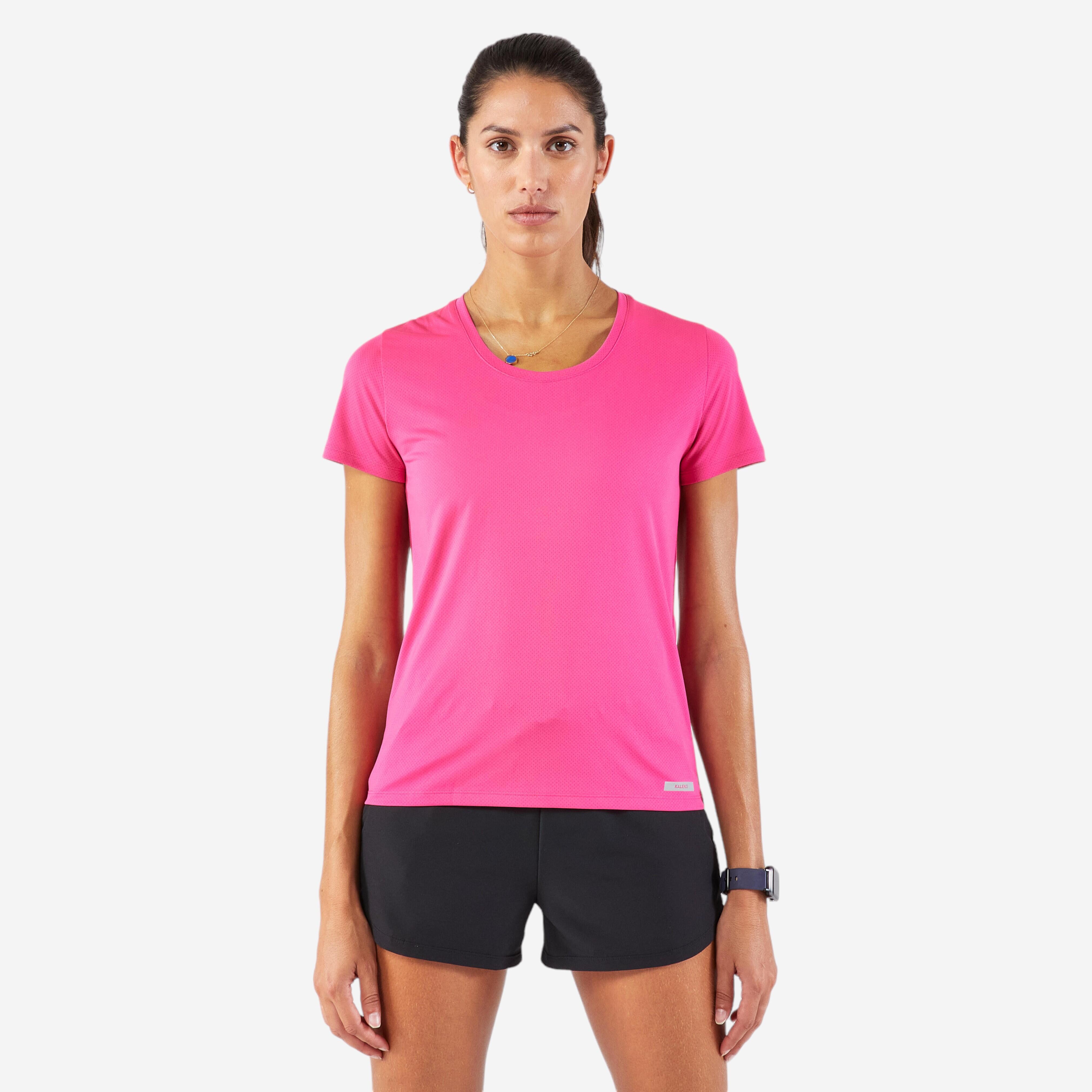 Women's breathable running T-shirt - KIPRUN Run 100 pink fuchsia