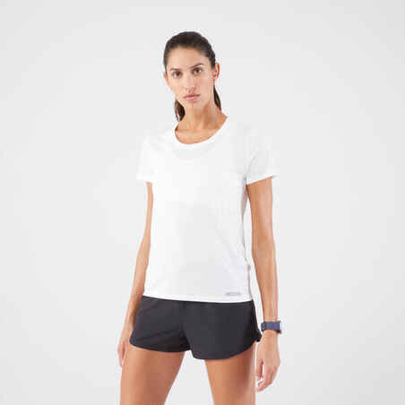 Bela ženska zračna tekaška majica s kratkimi rokavi KIPRUN RUN 