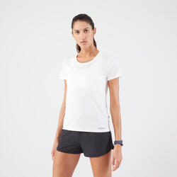 T-shirt de Corrida Respirável Mulher Kiprun Run 100 Branco