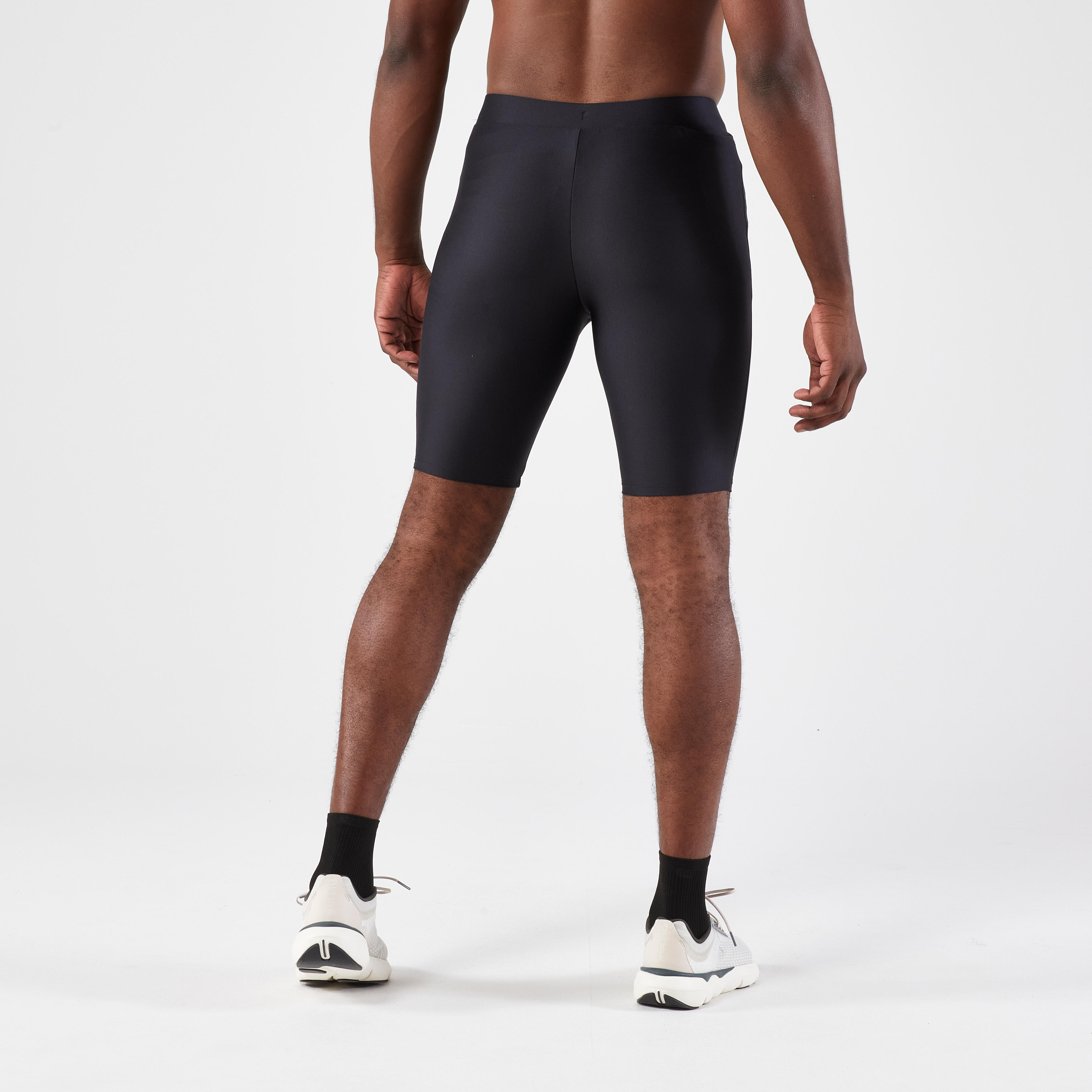 Men s Running Tight Shorts Kiprun Run 100 Black