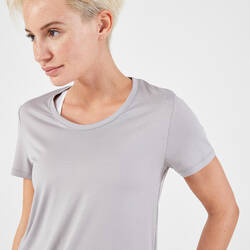 Women's Breathable Kiprun Run 100 Running T-Shirt - grey