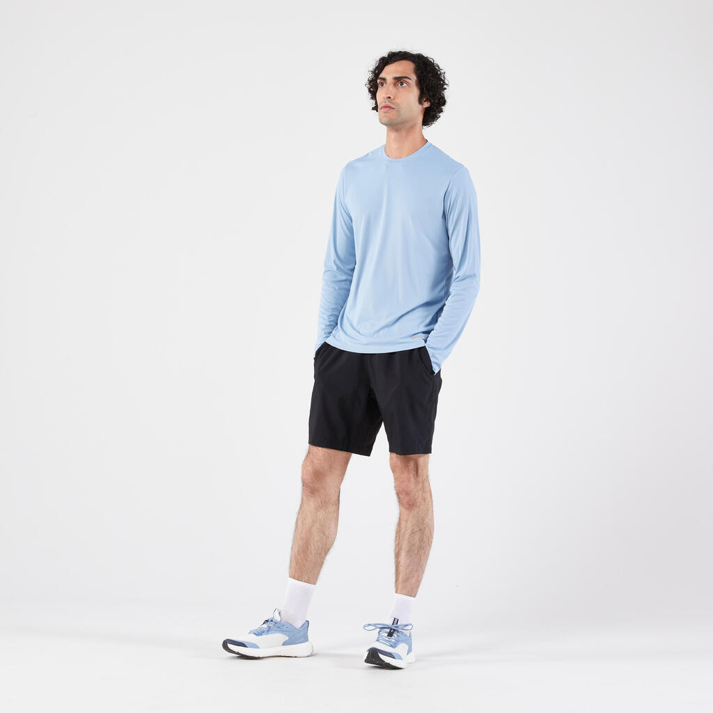 T-shirt manches longues de running anti-uv homme - kiprun dry 500 uv bleu clair