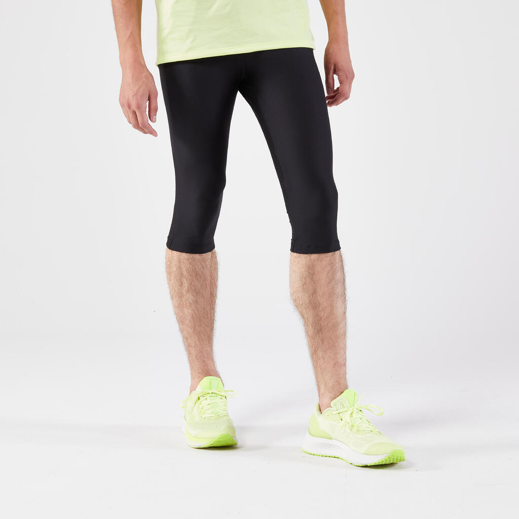 Men's Running 3/4 Tights - Kiprun Run 100 Black