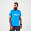 Pánske bežecké tričko Run 500 odolné s potlačou azúrovo modré