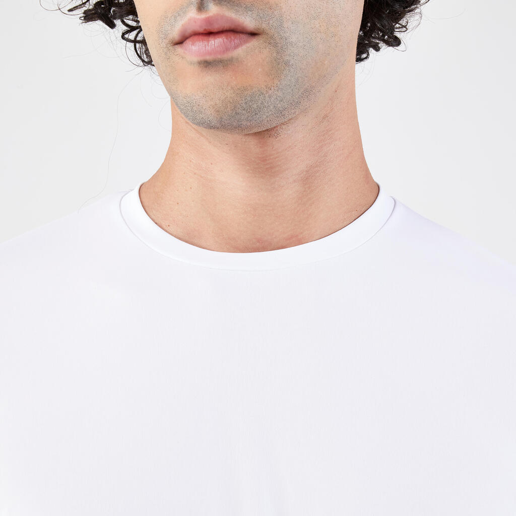 Pánske bežecké tričko Dry 500 s dlhým rukávom a UV ochranou biele