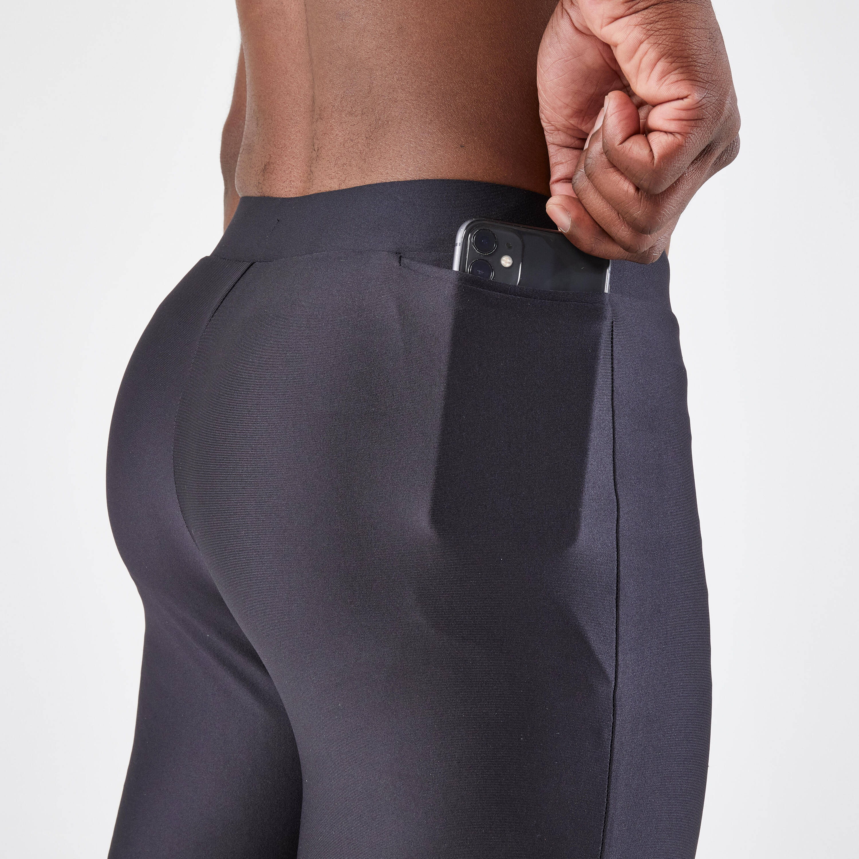 Men's Running Breathable Tights KIPRUN Run 100 Dry - Black -  4