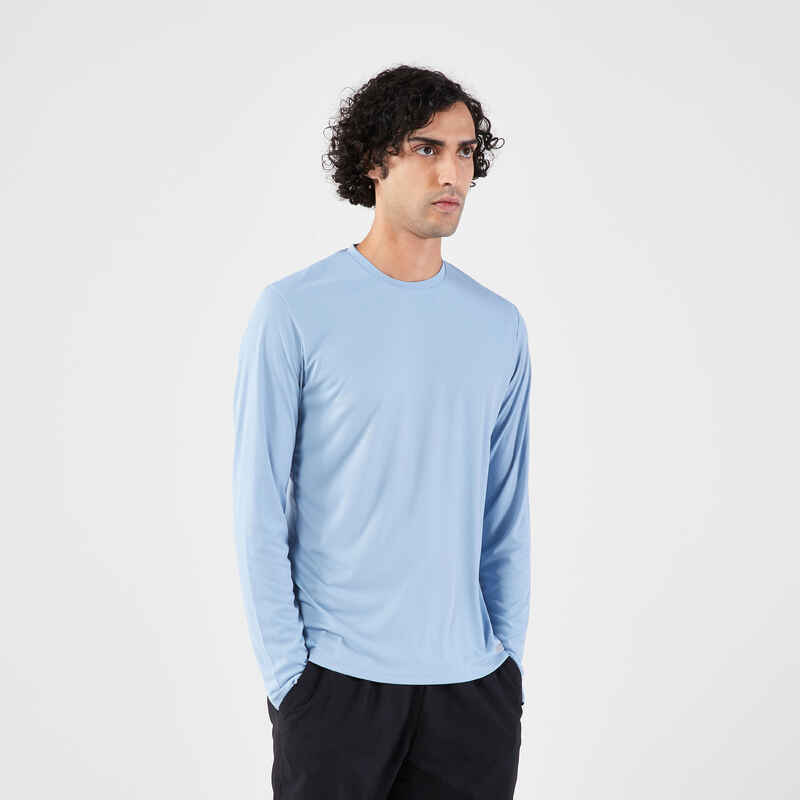 Camiseta manga larga running anti-UV Hombre - KIPRUN Dry 500 UV Azul claro 