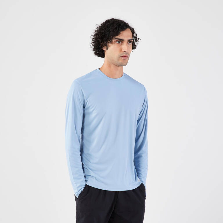 Men's Running Long-Sleeved T-Shirt Anti-UV - KIPRUN Dry 500 UV Light Blue