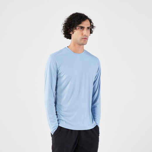 
      POLERA MANGA LARGA RUNNING ANTI-UV HOMBRE KIPRUN DRY 500 UV AZUL CLARO 
  