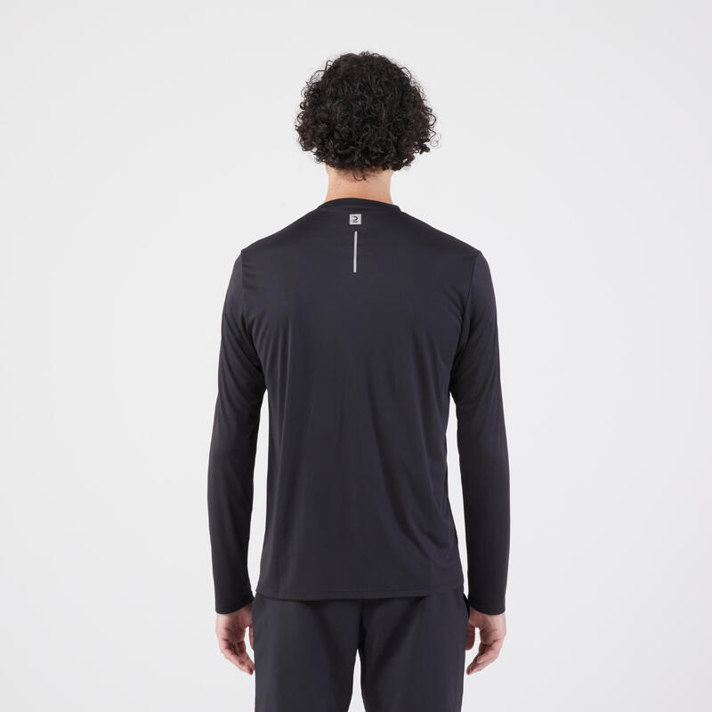 Uv-werend hardloopshirt met lange mouwen voor heren Dry 500 UV zwart