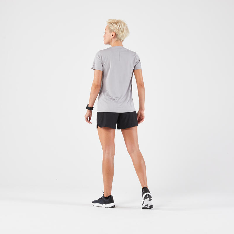 Women's Breathable Kiprun Run 100 Running T-Shirt - grey